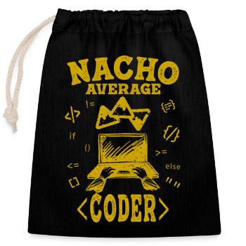 Coder Coding Funny Nacho Average Hacker Computer - Closable cotton gift bag (25x30cm) - black - Front