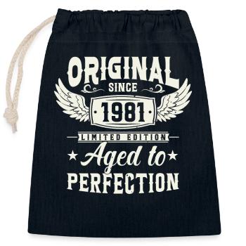 Anniversaire légendaire de 1981 - Sac cadeau en coton avec cordon (25 x 30 cm) - bleu marine - Devant