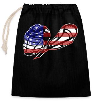 Lacrosse Flag - Closable cotton gift bag (25x30cm) - black - Front