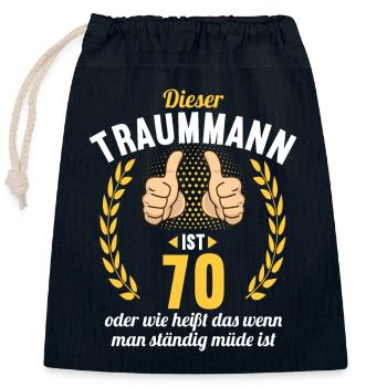 Dieser Traummann ist 70 Jahre 70 Geburtstag - Verschließbarer Geschenkbeutel aus Baumwolle (25x30cm) - Navy - Vorne