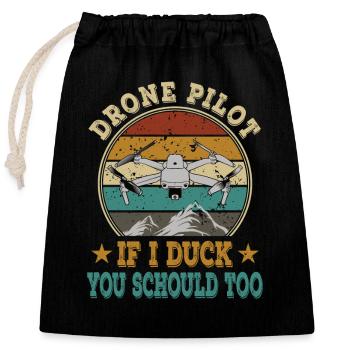 Drohnen Drohne Drone Pilot FPV Quadrocopter - Verschließbarer Geschenkbeutel aus Baumwolle (25x30cm) - Schwarz - Vorne