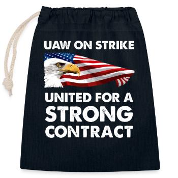 UAW streikt - Gemeinsam für einen starken Vertrag - Verschließbarer Geschenkbeutel aus Baumwolle (25x30cm) - Navy - Vorne