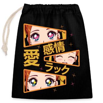 Feelings Love Happiness Manga Anime - Closable cotton gift bag (25x30cm) - black - Front