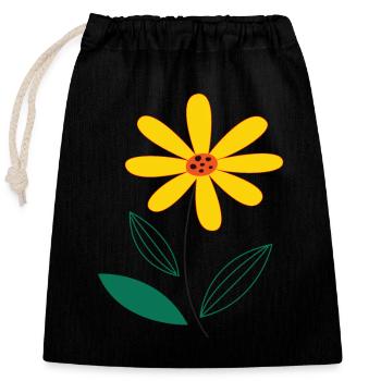 Yellow flower - Closable cotton gift bag (25x30cm) - black - Front
