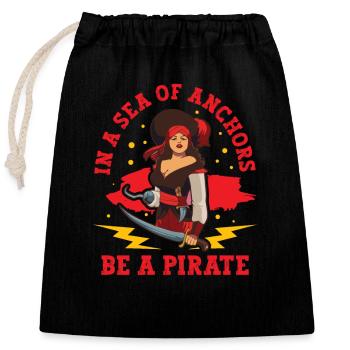 Piraten-piratenschiff-frau Piratenkapitän - Verschließbarer Geschenkbeutel aus Baumwolle (25x30cm) - Schwarz - Vorne