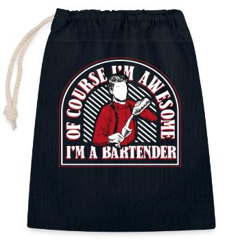 Of Course I'm Awesome Barman Bartender - Closable cotton gift bag (25x30cm) - navy - Front