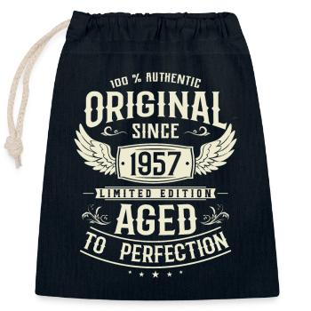 Retro Geburtstagsgeschenk 1957 - Verschließbarer Geschenkbeutel aus Baumwolle (25x30cm) - Navy - Vorne