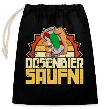 Saufen Bier Trinken Alkohol Dosenbier Bierzelt - Verschließbarer Geschenkbeutel aus Baumwolle (25x30cm) - Schwarz - Vorne