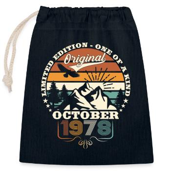 45th Birthday Original October Year 1978 - Closable cotton gift bag (25x30cm) - navy - Front