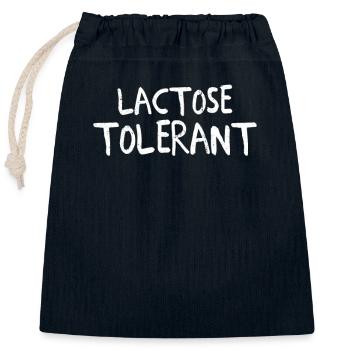 Lactose Tolerant Humor Funny Dairy Products Cheese - Closable cotton gift bag (25x30cm) - navy - Front