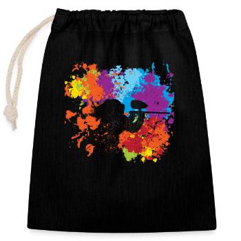 Cool Paintball Woman Silhouette Paint Ball Girl - Closable cotton gift bag (25x30cm) - black - Front