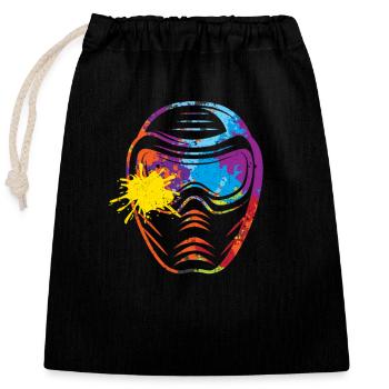 Paintball Lover Face Mask Paint Ball Team - Closable cotton gift bag (25x30cm) - black - Front