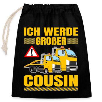 I'm going to be Big Cousin Tow Truck Soon Cousin - Closable cotton gift bag (25x30cm) - black - Front