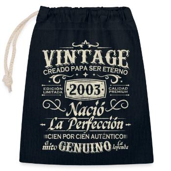 2003 Millésime 20 ans anniversaire - Sac cadeau en coton avec cordon (25 x 30 cm) - bleu marine - Devant