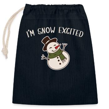 Lustiges Schneemann Wortspiel Design - Verschließbarer Geschenkbeutel aus Baumwolle (25x30cm) - Navy - Vorne
