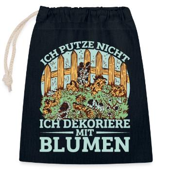 Blumenbeet Schrebergarten Gartenliebhaber - Verschließbarer Geschenkbeutel aus Baumwolle (25x30cm) - Navy - Vorne