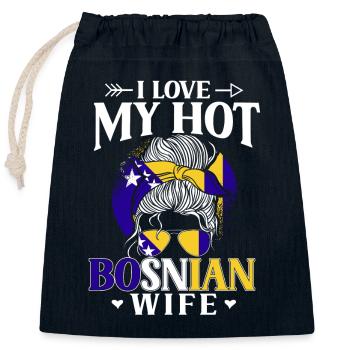 Bosnia and Herzegovina Flag Bosnia - Closable cotton gift bag (25x30cm) - navy - Front