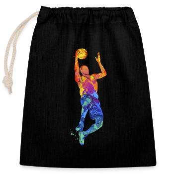 Basketballkorb Basketballspieler Basketballer - Verschließbarer Geschenkbeutel aus Baumwolle (25x30cm) - Schwarz - Vorne