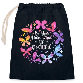 Colorful Butterfly for Women, I Love Butterflies - Sac cadeau en coton avec cordon (25 x 30 cm) - bleu marine - Devant
