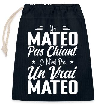 Un Mateo Pas Chiant Ce N'est Pas Un Vrai Mateo - Sac cadeau en coton avec cordon (25 x 30 cm) - bleu marine - Devant