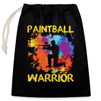 Paintball Warrior Paintballing Player Anniversaire - Sac cadeau en coton avec cordon (25 x 30 cm) - noir - Devant