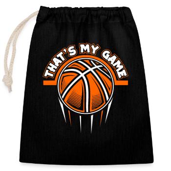 That's My Game Basketballkorb Basketballspieler - Verschließbarer Geschenkbeutel aus Baumwolle (25x30cm) - Schwarz - Vorne