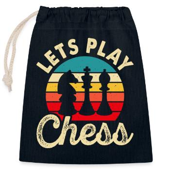 Échecs - Sac cadeau en coton avec cordon (25 x 30 cm) - bleu marine - Devant
