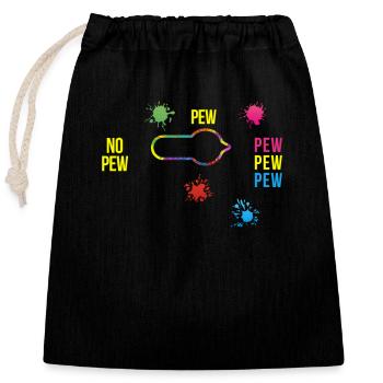 No Pew Funny Paintball Player Paintballing - Closable cotton gift bag (25x30cm) - black - Front