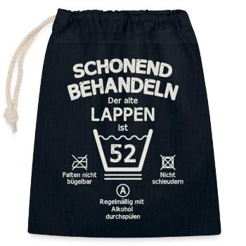Der Alte Lappen, Schonend Behandeln 52. Geburtstag - Verschließbarer Geschenkbeutel aus Baumwolle (25x30cm) - Navy - Vorne