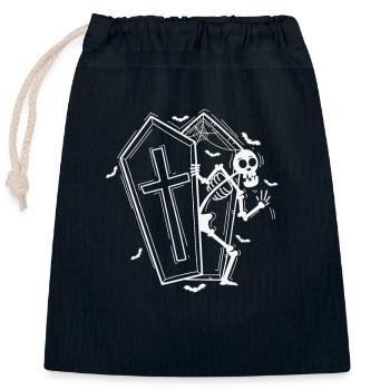 Squelette et cercueil horreur mélancolie - Sac cadeau en coton avec cordon (25 x 30 cm) - bleu marine - Devant