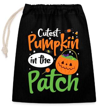 Cutest Pumpkin In The Patch Halloween Kids - Closable cotton gift bag (25x30cm) - black - Front