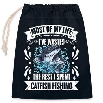 Most Of My Life I've Funny Catfish Hunter A - Closable cotton gift bag (25x30cm) - navy - Front