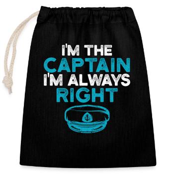 I'm the captain I'm always quite funny - Closable cotton gift bag (25x30cm) - black - Front