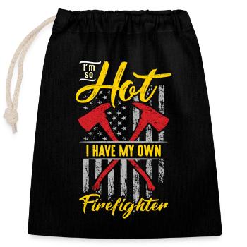 Chief Firefighter I'm So Hot I Have My Own Fireman - Closable cotton gift bag (25x30cm) - black - Front