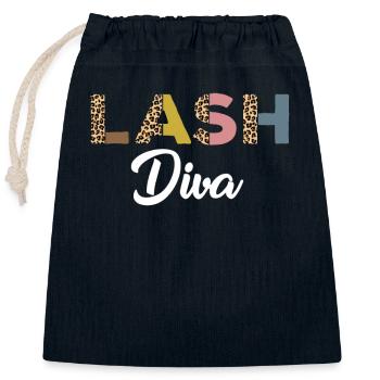 Diva des cils drôle avec imprimé léopard - Sac cadeau en coton avec cordon (25 x 30 cm) - bleu marine - Devant