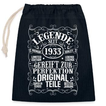 Vintage Legende 90/91 Jahre Geschenk - Verschließbarer Geschenkbeutel aus Baumwolle (25x30cm) - Navy - Vorne