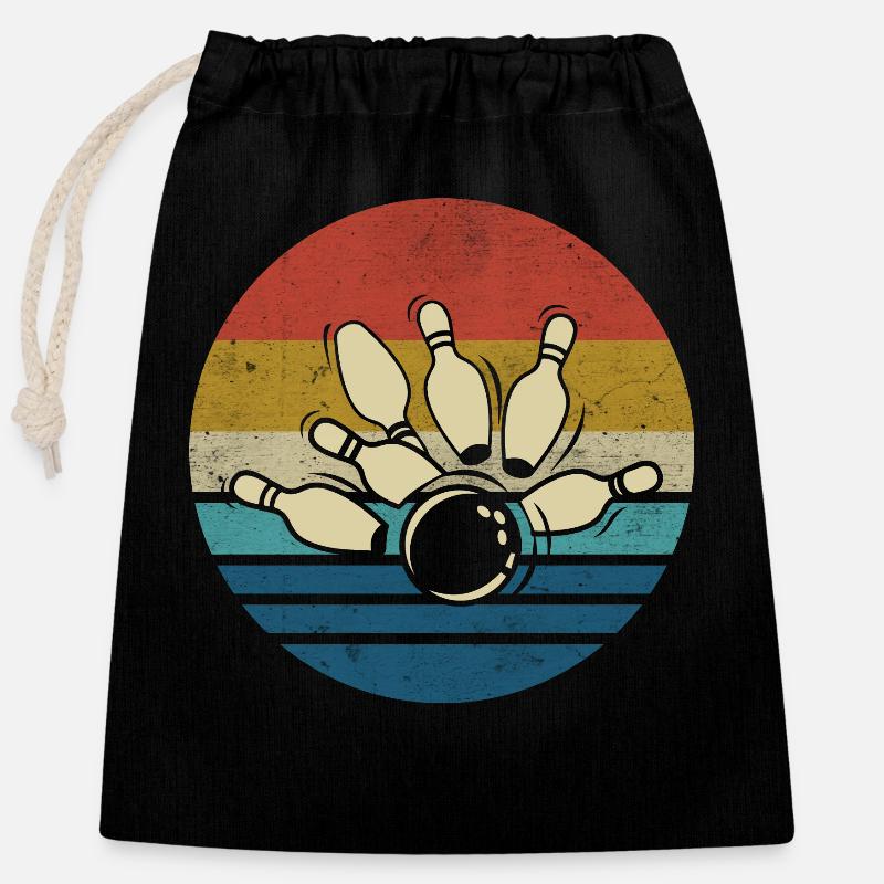 Bowling - Sac cadeau en coton avec cordon (25 x 30 cm) - noir