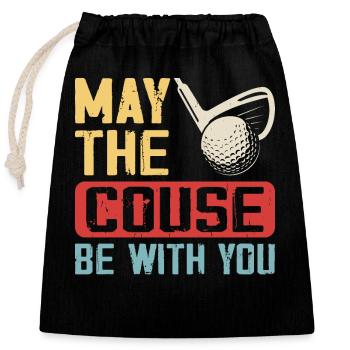 Golf Golfer - Closable cotton gift bag (25x30cm) - black - Front