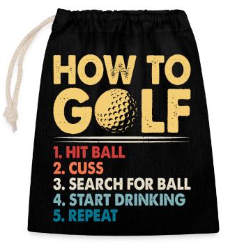 Golf Golfer - Closable cotton gift bag (25x30cm) - black - Front