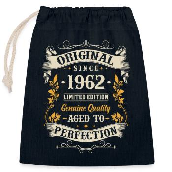 1962 Cadeau d’anniversaire vintage - Sac cadeau en coton avec cordon (25 x 30 cm) - bleu marine - Devant