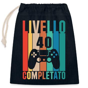 Vintage Anniversaire Niveau 40 - Sac cadeau en coton avec cordon (25 x 30 cm) - bleu marine - Devant