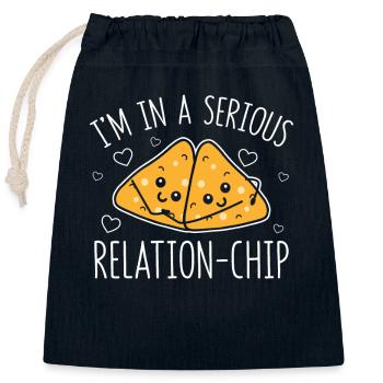 Serious Relation-Chip Tacos Nachos Beziehung - Verschließbarer Geschenkbeutel aus Baumwolle (25x30cm) - Navy - Vorne