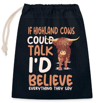 Scottish Highland Cow Lover - Closable cotton gift bag (25x30cm) - navy - Front