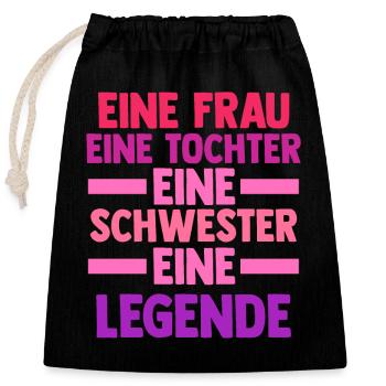 Tochter Schwester - Verschließbarer Geschenkbeutel aus Baumwolle (25x30cm) - Schwarz - Vorne