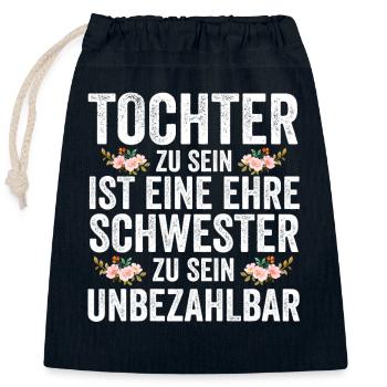 Tochter Schwester - Verschließbarer Geschenkbeutel aus Baumwolle (25x30cm) - Navy - Vorne
