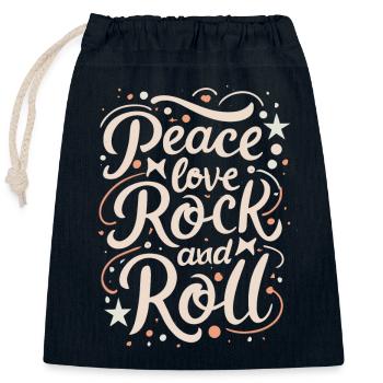 Peace Love Rock And Roll Statement Motto - Verschließbarer Geschenkbeutel aus Baumwolle (25x30cm) - Navy - Vorne