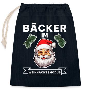 Lustiger Bäcker Weihnachtsmann Weihnachten Spruch - Verschließbarer Geschenkbeutel aus Baumwolle (25x30cm) - Navy - Vorne