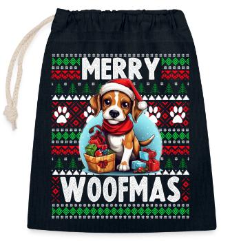 Passendes Pyjama-Oberteil für Familien - Ugly Christmas Dog Be - Verschließbarer Geschenkbeutel aus Baumwolle (25x30cm) - Navy - Vorne
