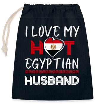 Drôle de mari égyptien Egypte Fière épouse - Sac cadeau en coton avec cordon (25 x 30 cm) - bleu marine - Devant