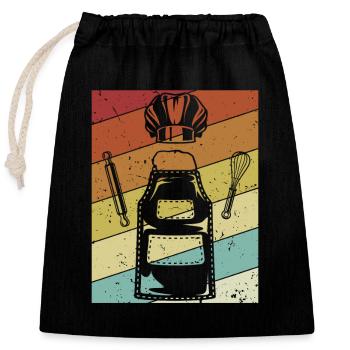 Retro hobby baker bakery confectioner master baker - Closable cotton gift bag (25x30cm) - black - Front
